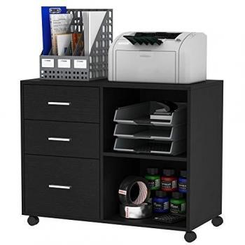 HOMCOM Mobile Printer Stand with 3 Drawers and 2 Shelves