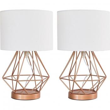 Copper Table Lamp with White Shade