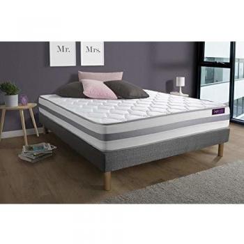 Matelas + sommier Gris 90x190 Memo Spring Ressorts ensachés