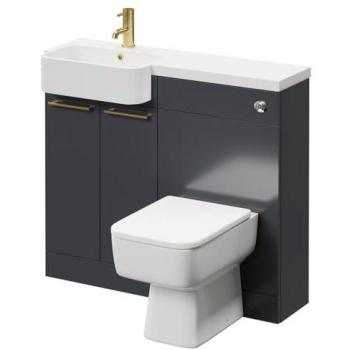 Napoli Vanity Unit Toilet Suite | Gloss Grey | 1000mm