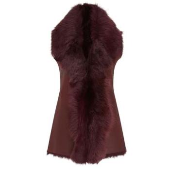Infinity Leather Women’s Tuscany Shearling Nappa Leather Gilet – Burgundy (Size 16)