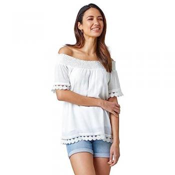 Roman Haut Bardot Froncé – Dentelle Fine