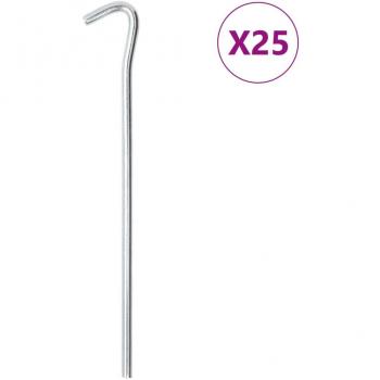 Ancrage piquets de tente 25 pcs – 23 cm, 7 mm, finition galvanisée