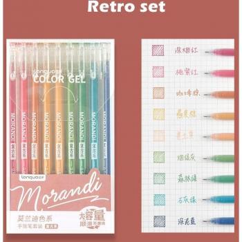 9pcs Morandi Gray Vintage Gel Ink Pen Set