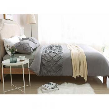 Elegant Grey Coastal Pinch Pleat Duvet & Pillowcase Bundle