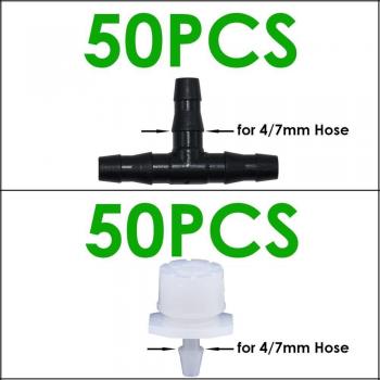 KESLA 50PCS Micro Drip Irrigation Emitters with 4/7MM Tee Connectors