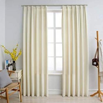 VidaXL Thermal Curtains 2 pcs with Hooks Velvet Cream 140x175 cm