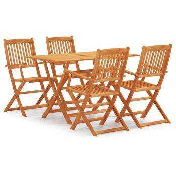 Set Tavolo e Sedie Pieghevoli da Esterno 5 pz in Massello di Eucalipto