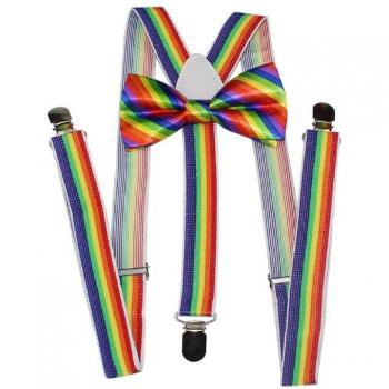 Conjunto de correa de pajarita Arco Iris con rizador y accesorios unisex 649C