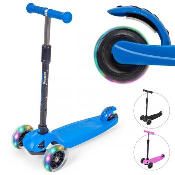 TurboKid Roller LifeGoods – 5-8 Jährige, drei leuchtende Räder, Blau