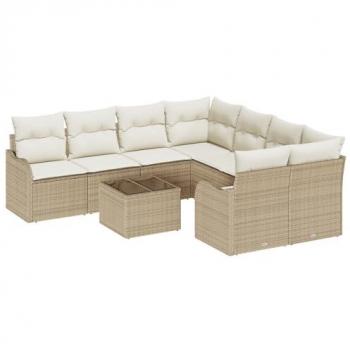 VidaXL 9-teiliges Gartensofa-Set mit Aufbewahrung und Kissen Beige