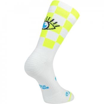 Sporcks Race Eye Laufsocken Weiß Gelb Größe L