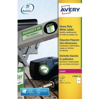 Avery Laser Heavy Duty Label 200x143.5mm 2 Per A4 Sheet White Pack 40