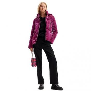 Chaqueta con capucha Desigual Flam Rosa Talla M