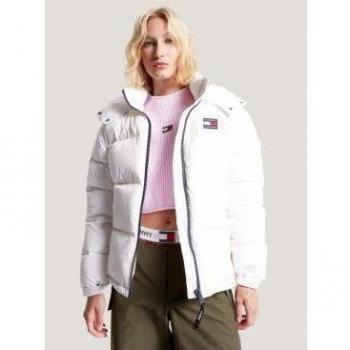Doudoune femme Tommy Jeans – Ref 61579, polyester recyclé, fermeture éclair, blanc