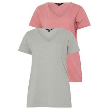 Tall 2 Pack V-Neck Longline T-Shirts – Pink