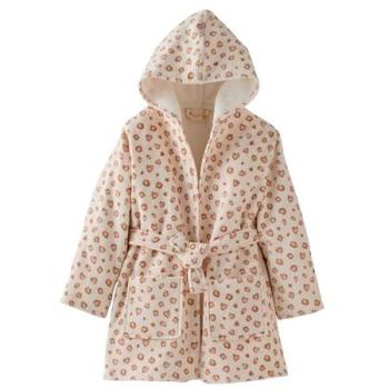 White Leopard Patterned Toddler Dress Gown – Recycled Cotton, 3/4Y
