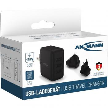 Ansmann Travel Charger TC315 USB-Ladegerät 15 W Steckdose Anzahl Ausgänge: 3 x USB-A