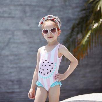 Ropa de playa para niñas, bañador a rayas de sandía