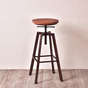 Barstühle „B‑Windlift“ – Massivholz, Industrie‑Look, 33 × 60–80 cm