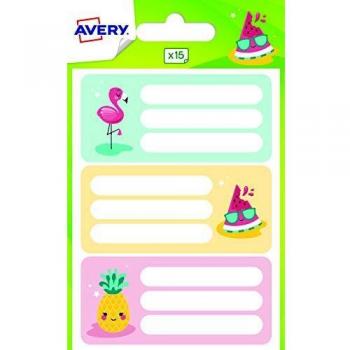 Sachet de 15 étiquettes scolaires fantaisie ananas