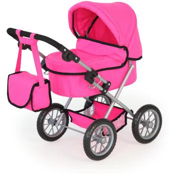 Bayer Design 13029AA Pink Fold‑Away Doll Wagon with Shoulder Carrier