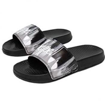 Mono Gradient Drips Mini Script Slides – Black Leather, UK 13