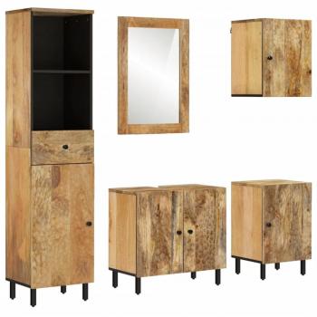 Muebles de Baño 5 Piezas de Madera Maciza de Mango