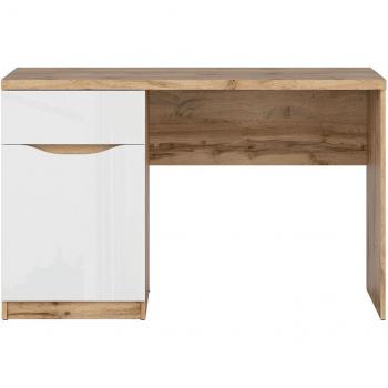 Bureau 1 tiroir 1 porte – finition blanche et bois