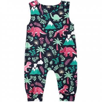 Sleeveless Baby Romper with Animal Print