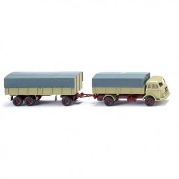 Camion Miniature HS 165 T – Wiking avec Remorque – Beige Vert
