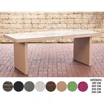 Table à manger en rotin synthétique Avignon CLP avec plusieurs formats, couleurs et taille de 200 cm