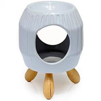 Eden White Abstract Ceramic Oil Burner with Ridged Texture