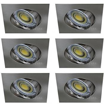 ENSEMBLE DE 6 SPOTS LED CARRES 230V ALU BROSSE BLANC NEUTRE