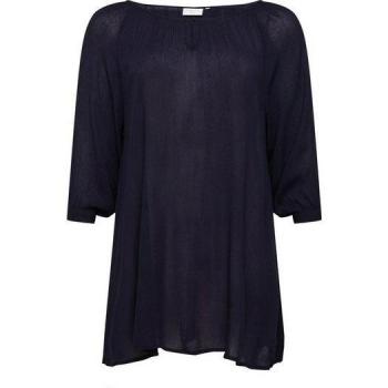 Damen Tunika KAFFE Curve Ami 3/4 Ärmel – Blau‑Schnitt
