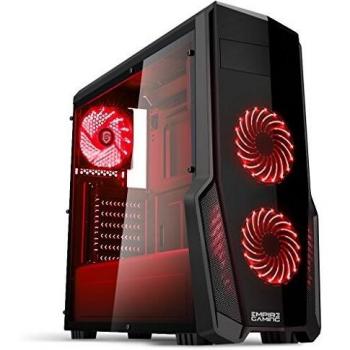 Boitier PC Empire Gaming Warfare Noir avec 3 Ventilateurs LED Rouge 120mm