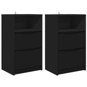 Engineered Wood Bedside Tables (Black) – 2 Pack, 40x30x46.7 cm, VidaXL