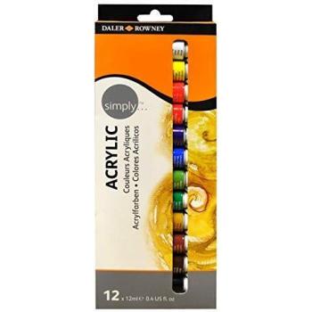 Pintura acrílica Daler Rowney Simply caja de 12 colores surtidos tubo de 12 ml