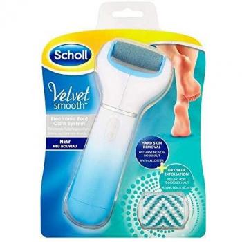 Scholl Velvet Smooth elektrischer Hornhautentferner mit Peelingrolle blau