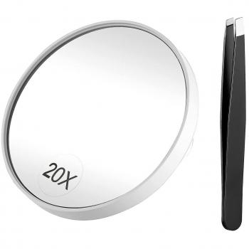 Espejo Compacto ZHOUBA 20X Ventosa Pinza Blanca