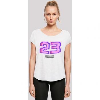 F4NT4STIC Pixel 23 Pink T-Shirt Damen S weiß 100 % Baumwolle casual regular fit Rundhals Kurzarm ohne Bündchen