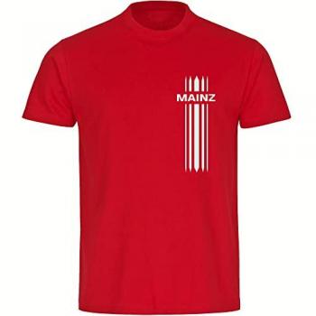 Multifanshop® Kinder T-Shirt Mainz Streifen Druck weiß Größe 140 rot