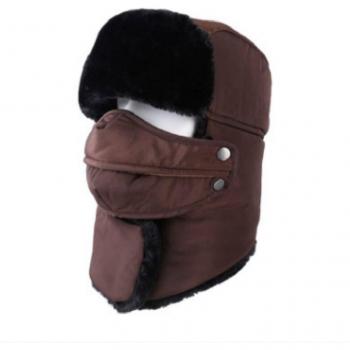 Windproof Winter Hat with Fur and Face Mask for Men and Women