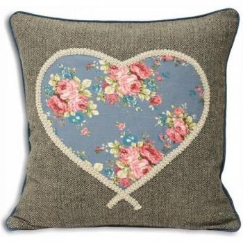 Tessuto Denim Riva Home Sweet Cottage Heart – Federa Cuscino 45x45 cm