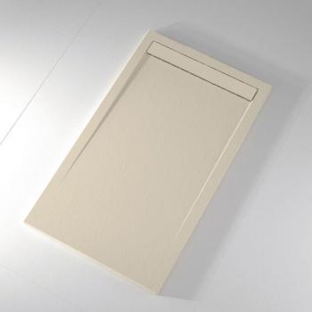 Bassin douche Stano : 80 cm × 110 cm, extraplatoïde, revêtement ardoisé beige