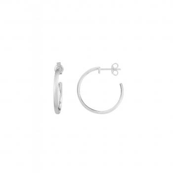 Xenox Modern Silver Creoles – XS3460, matte Oberfläche, 25 mm Ø