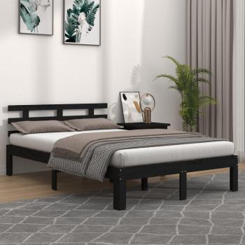 VidaXL Black Solid Wood Bed Frame 200x200 cm without Mattress