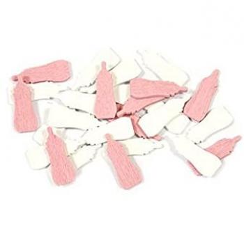 Pack confettis biberon bébé – couleur bois rose, 28 tuiles