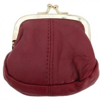 Portamonete Donna Pelle Molle Metallo Marrone One Size