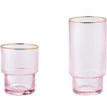 High Style Latte Coffee Cup – 380 ml Nordic Vertical Grain Glass Water Cup